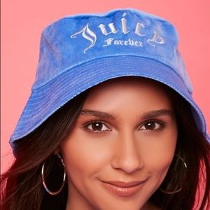 NWT Juicy Couture blue Bucket Hat Embroidered Logo Terry Cloth